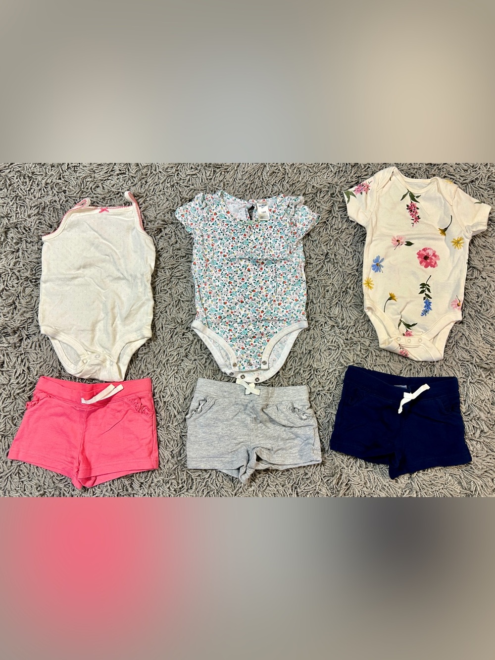 Carter's White Short Sleeve Baby Bodysuit with Pink Trim